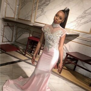 Elegant Pink Embellished Gown